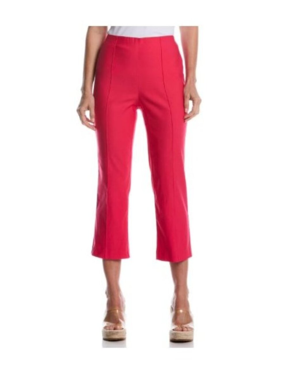 Rafaella Women's Capri 6 Stretch Crop Pintuck Pant Pink Size 6